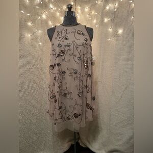 Altar’d State Small Floral Beaded Sequined Above Knee Sheer Embroidered Mini